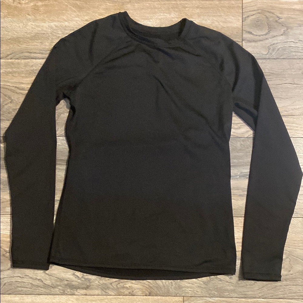 Cuddl Duds Black Long Sleeve Tee Fitted Crew Neck